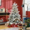 HOMCOM 6ft Prelit Frosted Artificial Christmas Tree with Warm White LED Light, Metal Base, Snow Flocked Branches - 3 of 4