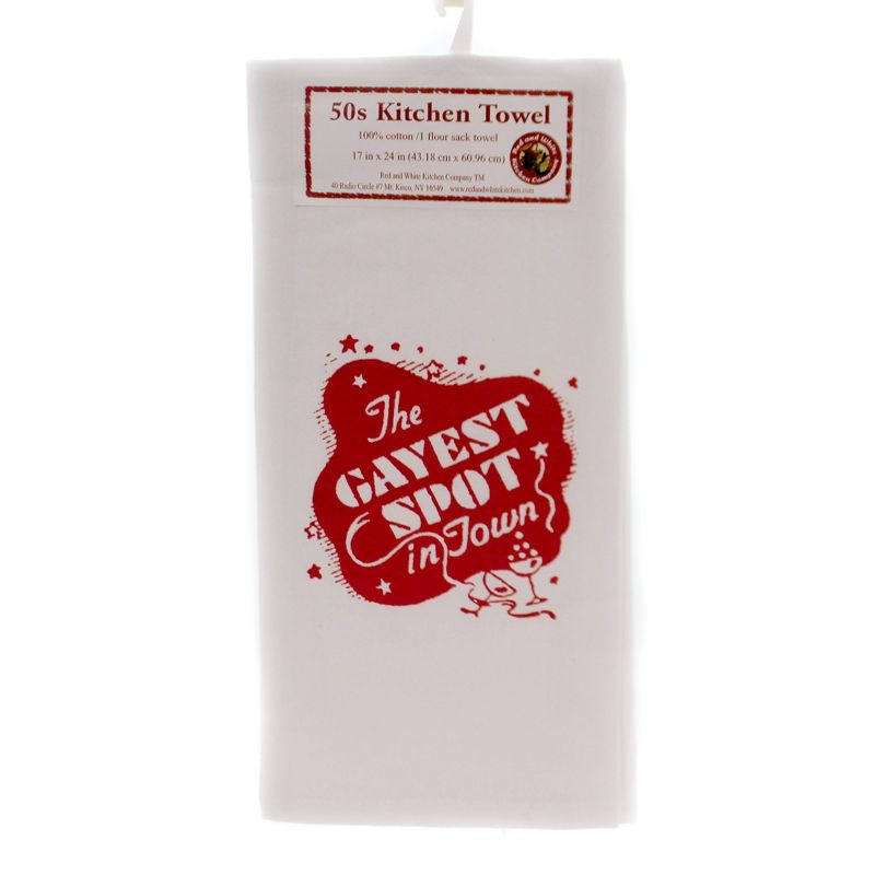 RED AND WHITE KITCHEN COMPANY 24.0 Inch Gayest Spot Flour Sack Towel 50'S Kitchen 100% Cotton Kitchen Towel, 1 of 4