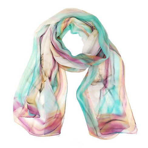 Wrapables Lightweight Sheer Silky Feeling Georgette Scarf Teal Floral Target