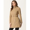 INSPIRE CHIC Women's Classic Stand Collar Zip Up Trench Coats with Belt - 4 of 4