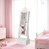 Kids Full-Length Mirror Jewelry Cabinet & Vanity w/ Storage Drawers & Organizer, Freestanding 46in Armoire for Birthday/Christmas Gifts - 3 of 4