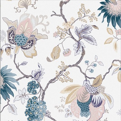Bordado Dusk White and Blue Floral Paste the Wall Wallpaper