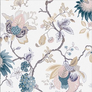 Bordado Dusk White and Blue Floral Paste the Wall Wallpaper - 1 of 4