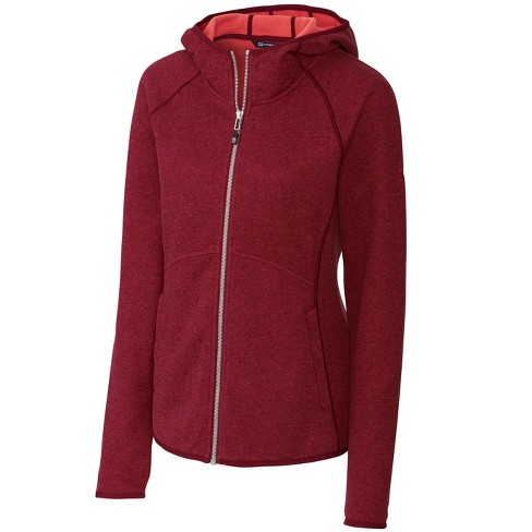 Women's Cutter & Buck Red Buffalo Bills Adapt Eco Knit Full-Zip Hoodie 