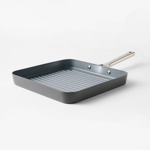 12" Aluminum Ceramic Grill Pan Dark Gray - Figmint™: Nonstick, Dishwasher & Oven-Safe, Gas & Electric Compatible - 1 of 4
