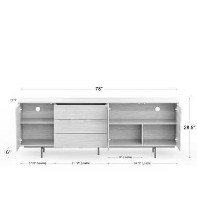 Modern Atlas 81.5" Highboy TV Console with Walnut, White, and Black Finish
