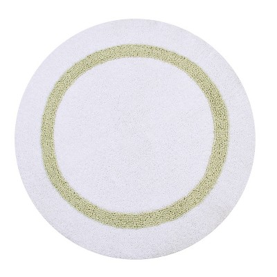Sage and White Cotton Tufted 30" Round Bath Rug