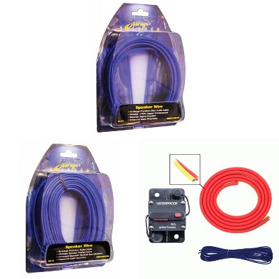 Metra MLAK8-10 50 Amp Breaker 8GA Tinned Pure Copper 10 foot Marine Wiring Kit with 16GA Matte Blue 50ft and 14GA Matte Blue 15ft Tinned Oxygen-Fre...