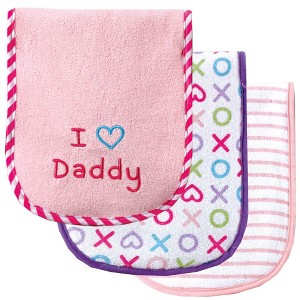 Luvable Friends Baby Girl Cotton Burp Cloths with Fiber Filling 3pk, Pink Dad, One Size - 1 of 1