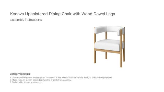 Kenova Upholstered Dining Chair with Wood Dowel Legs Cream - Threshold&#8482;, 2 of 16, play video