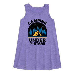 Girls' - Instant Message - Camping Under The Stars Graphic Sleeveless Aline Dress - 1 of 4