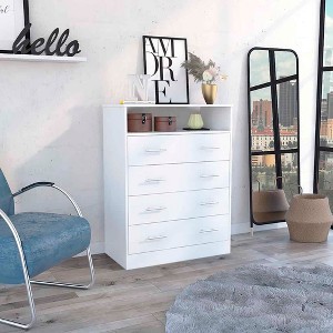 Sapphtopaz Modern Drawers Dresser for Bedroom with Open Shelf Closet Organizers and Storage with Superior Top Drawer Organizer for Nursery, White - 1 of 4