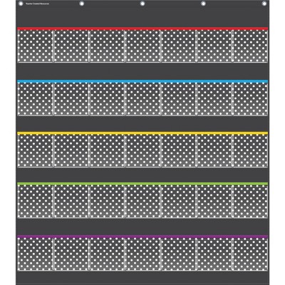 Teacher Created Resources Polka Dot Cell Phone Storage and Pocket Chart, 32-1/2 x 36-1/2 Inches