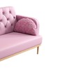 Upholstered Loveseat Couch With 2 Piercing-Shaped Pillows Wooden Legs Button Tufted Cushion Couch Sleeper Armrest Sofa For Office Living Room Bedroom - 4 of 4