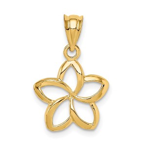 Black Bow Jewelry 14k Yellow Gold 14mm Plumeria Silhouette Pendant - 1 of 4