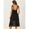 Allegra K Women's Floral Self Tie Spaghetti Straps Sleeveless Ruffle Hem Midi Sundresses - 3 of 4