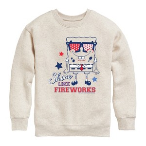 Boys' - SpongeBob SquarePants - Shine Like Fireworks Graphic Long Sleeve Fleece Sweatshirt - 1 of 4