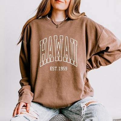 Simply Sage Market Women's Lightweight Garment Dyed Graphic Sweatshirt Hawaii Est. 1959