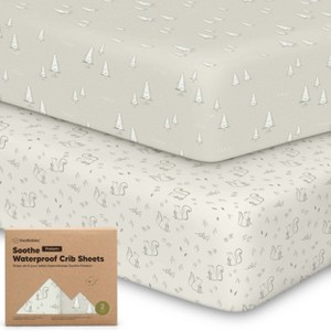 KeaBabies 2pk Soothe Waterproof Fitted Crib Sheets for Girl, Boy, 100% Organic Soft Cotton Crib Mattress Protector Sheet - 1 of 4