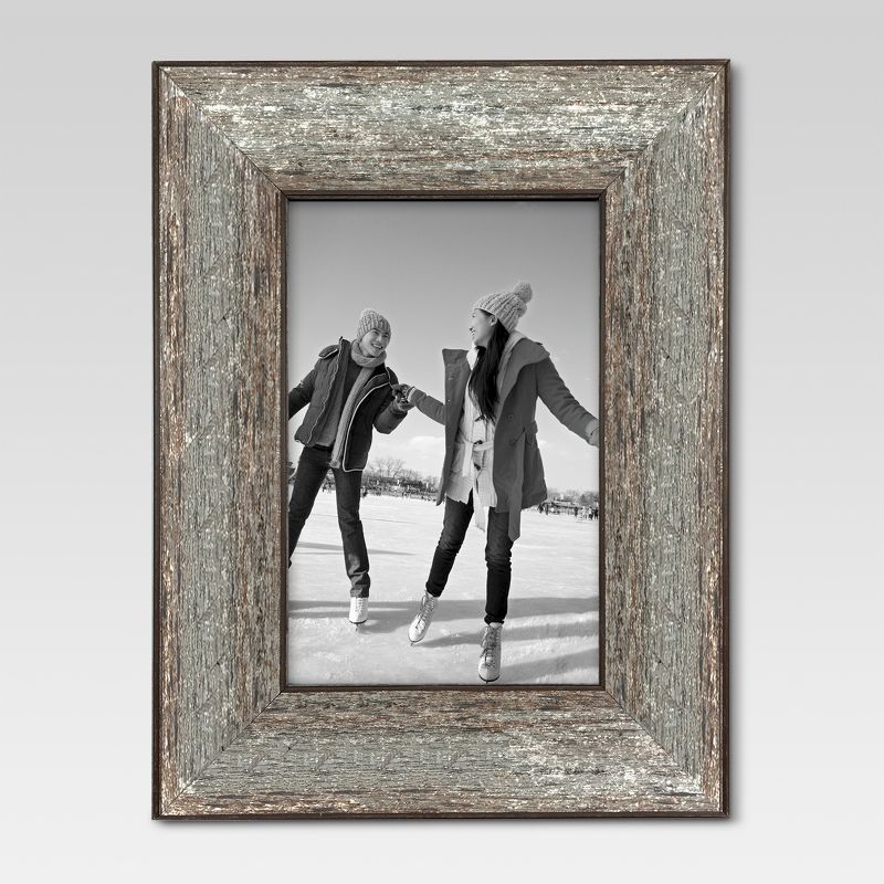 6.57&#34; x 8.57&#34; Aged Wood Frame Silver - Threshold&#8482;, 1 of 5