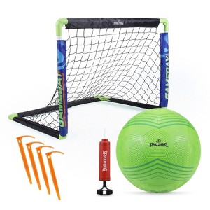 Spalding Glow-in-the-Dark Foldable Soccer Net & Size 3 Ball Set – Junior Starter Kit with Pump & Stakes, Ages 5+ - 1 of 4