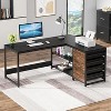 Okak Modern Home Office L-Shaped Computer Desk with Drawers & Shelves,Multifunctional Corner Writing Desk with for Study,Office,Studio - 2 of 4