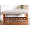Airsurfer Solid Oak Entryway Bench with Upholstered Cushion and Lower Slatted Storage Benches - 2 of 4