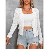 Coolmee Women's Long Sleeve Cropped Cardigan Sweaters Open Front Hollow Out Shrugs - 4 of 4