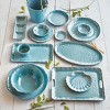 tagltd 9"x9" Veranda Cracked Glazed Solid Wavy Edge Melamine Dinnerware Salad Plate Dishwasher Safe Indoor Outdoor Blue Set of 4 - image 2 of 3