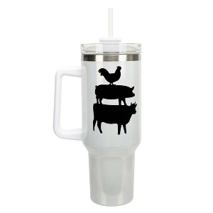 Elanze Designs Stacked Farm Animals Chicken Pig Cow 40 oz. Stainless Steel, Large Water Bottle Coffee Mug, Spill & Leak Resistant, Thermal Travel - 1 of 1