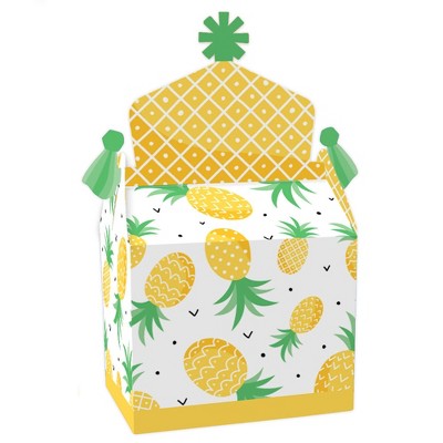 Big Dot of Happiness Tropical Pineapple - Treat Box Party Favors - Summer Party Goodie Gable Boxes - Set of 12