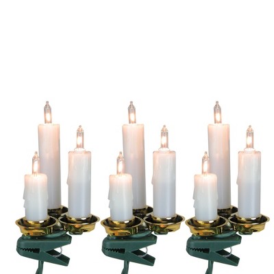 J. Hofert Co 15ct White and Clear Dripping Candle Clip On Christmas Lights - 6.5' Green Wire