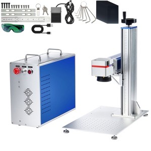 VEVOR Fiber Laser Marking Machine, 30W Compatible with LightBurn, with 5.9" x 5.9" Working Area, Solid State Fiber Laser Engraver,Blue & Silver - 1 of 4