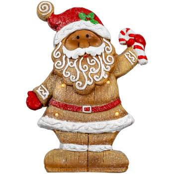 Northlight 15" LED Lighted Gingerbread Santa with Candy Cane Christmas Figure