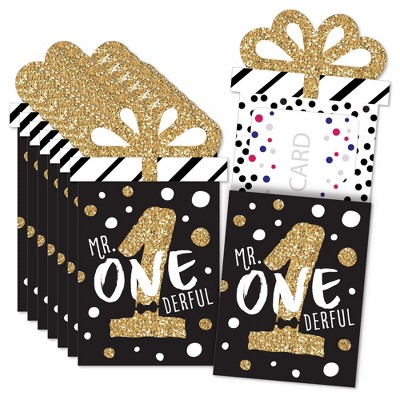 Big Dot of Happiness 1st Birthday Little Mr. Onederful - Boy First Birthday Party Money and Gift Card Sleeves - Nifty Gifty Card Holders - Set of 8