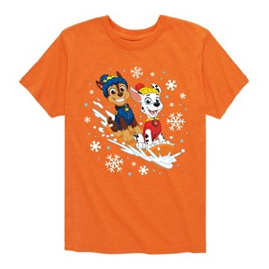 Boys' - Paw Patrol - Chase and Marshall Sledding Short Sleeve Graphic T-Shirt - 1 of 4
