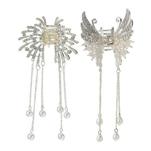 Unique Bargains Women's Butterfly and Spider Shape Tassel Hair Clips and Pins Gold Tone 2 Pcs - 1 of 4
