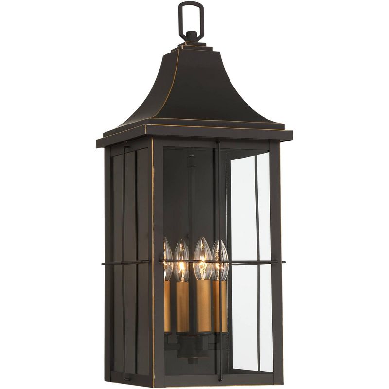 John Timberland Sunderland Rustic Mission Outdoor Wall Light Fixture Black Gold 24 3/4" Clear Glass for Post Exterior Barn Deck House Porch Yard Patio, 1 of 10