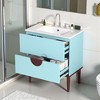 30" Blue Bathroom Vanity with Ceramic Sink, Solid Wood Frame, 2 Storage Drawers, Modern Undermount Cabinet with Pre-Drilled Faucet Holes - 4 of 4