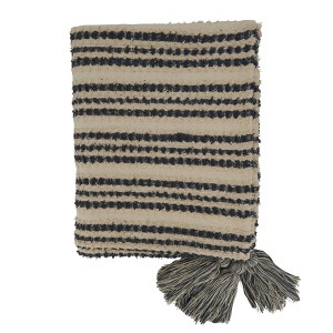 Saro Lifestyle Saro Lifestyle Multi-Striped Throw Blanket, Black/White, 50"x60" - 1 of 4