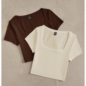 TIME HOLLOW Cropped Fitted T-Shirt Set - 1 of 3