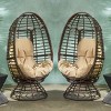 Patio Wicker Swivel Egg Chair With Water Resistant Cushion,Outdoor Egg Chair With Iron Frame,PE Rattan Woven Lounge Egg Chair-Coolbibila - 3 of 4