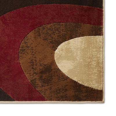 Tribeca Slade Brown and Red Abstract Runner Rug