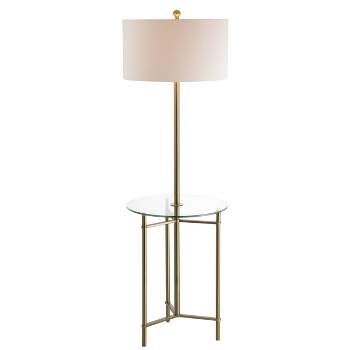 59" Charles Side Table and Floor Lamp (Includes LED Light Bulb) Brass - JONATHAN Y