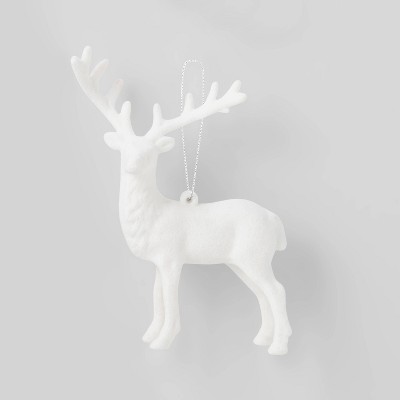 Flocked Reindeer Christmas Tree Ornament White - Wondershop™