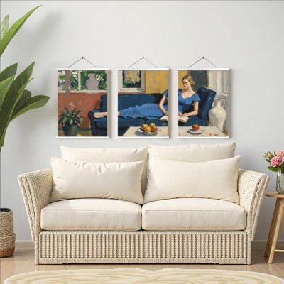 Sleek Triple Black Suspension Rod Art Piece, 30x40cm, Ideal for Home Wall Hanging Decor