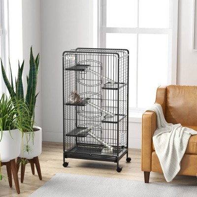 LAOTIES 6-Level Small Animal Cage for Rabbits,Chinchillas And Ferrets,Indoor Metal Hutch with Ramps,Platforms,Removable Tray And Wheels