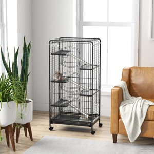 LAOTIES 6 Level Small Animal Cage for Rabbits,Indoor Metal Hutch with Ramps,Platforms,Removable Tray And Wheels - 1 of 4