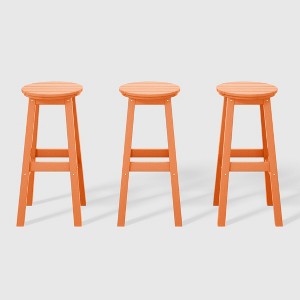 WestinTrends Malibu 29" All Weather Hdpe Outdoor Patio Round Backless Bar Stool (Set of 3) - 1 of 4