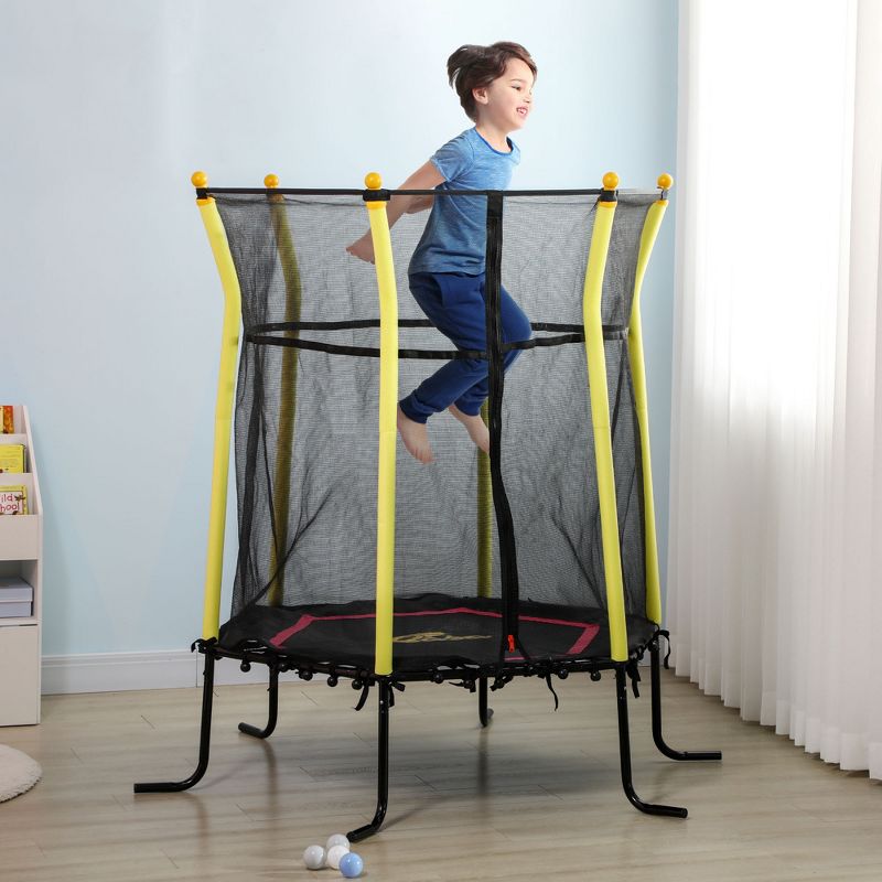 Qaba 5.2' Kids Small Trampoline with Enclosure, Springfree Toddler Trampoline with Net, for Single Jumper, Indoor Play Equipment for Ages 3-10, 2 of 7